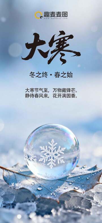 冰雪風(fēng)大寒節(jié)氣意境海報(bào)