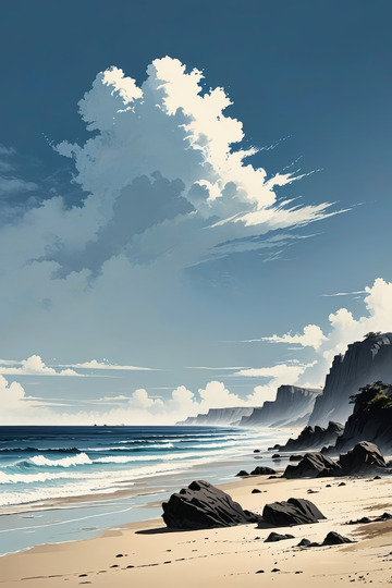 海邊沙灘與懸崖自然風(fēng)光