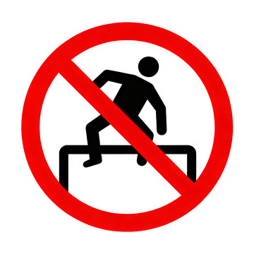 警示禁止跨越欄桿標志