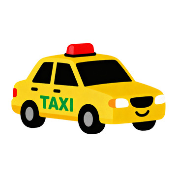 卡通風(fēng)出租車出行交通場(chǎng)景插畫素材