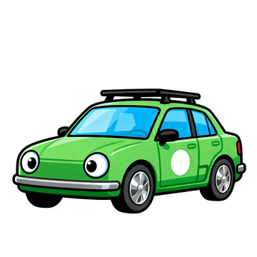 卡通綠色汽車插畫