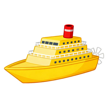 卡通風(fēng)格黃色游輪插畫