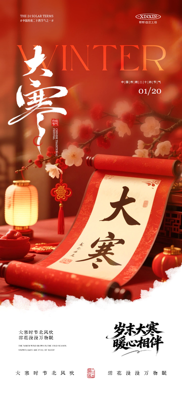 大寒節(jié)氣喜慶海報設(shè)計素材