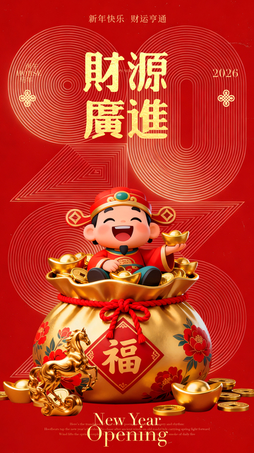 財神祈福新年海報設(shè)計