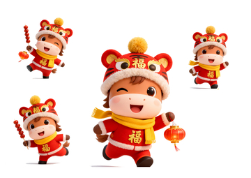 喜慶中國風(fēng)新年馬卡通形象設(shè)計(jì)素材