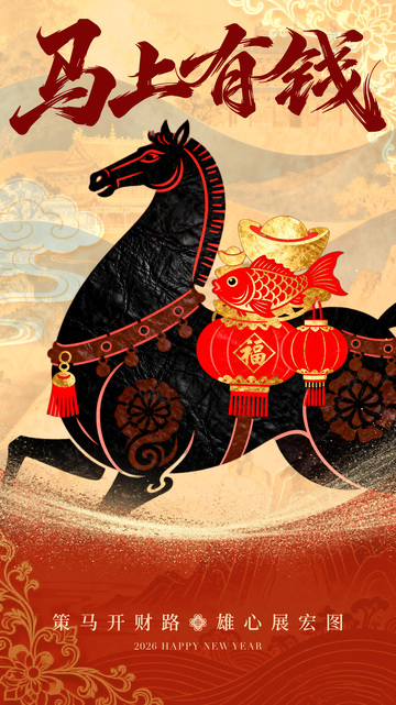 傳統(tǒng)中國風(fēng)馬年祝福海報