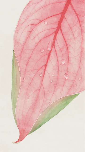 水彩葉脈露珠裝飾畫(huà)