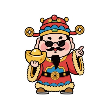 卡通財神爺形象設計插畫