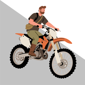 卡通越野摩托車騎手矢量插畫
