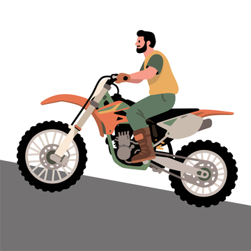 卡通越野摩托車矢量插畫