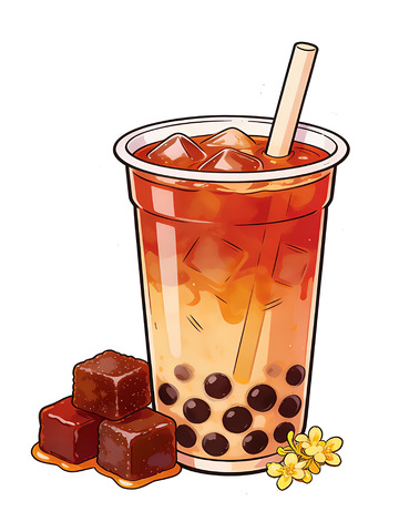 卡通珍珠奶茶插畫設(shè)計(jì)素材