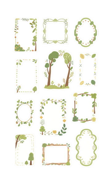 森系植物邊框裝飾圖案