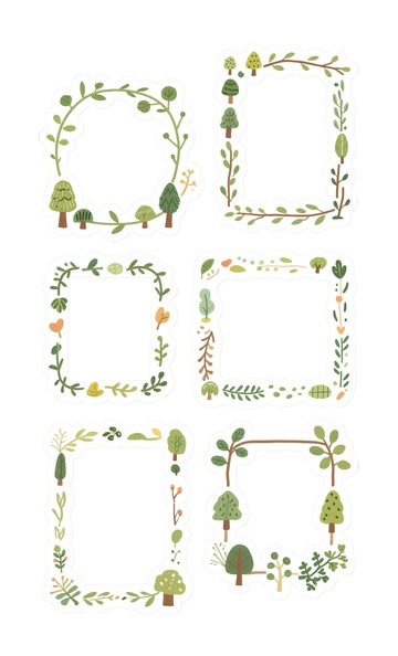 森林主題裝飾邊框插畫素材
