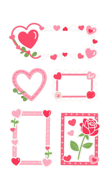 可愛風(fēng)心形玫瑰邊框裝飾素材