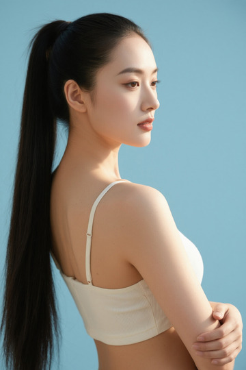 側(cè)顏美女高馬尾寫真清純優(yōu)雅