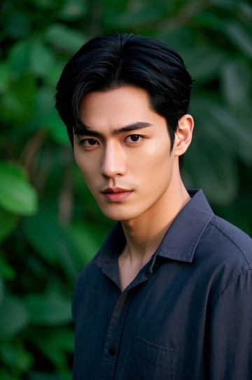 陽光下英俊的年輕男子肖像