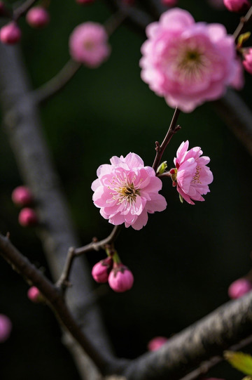 粉色盛開的花朵特寫