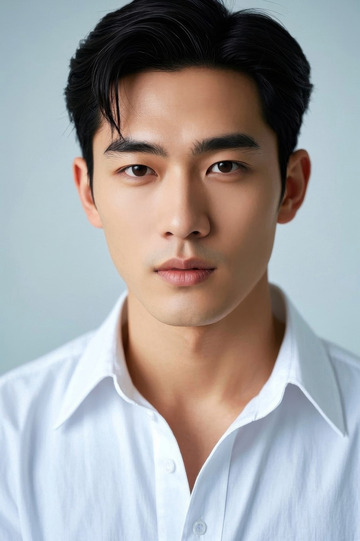 英俊男子肖像照穿著白色襯衫
