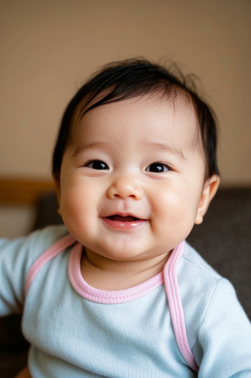 可愛嬰兒甜美笑容特寫