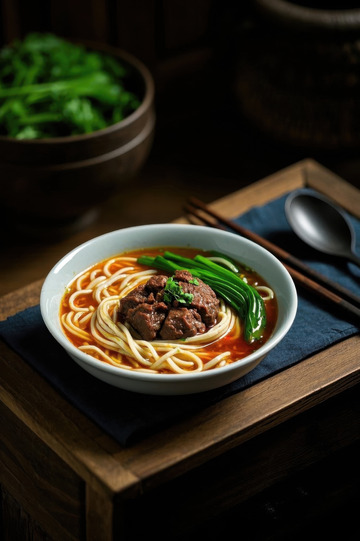 碗装牛肉面条美食特写