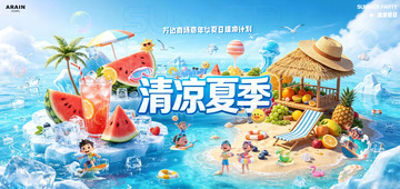 夏日清凉夏季沙滩度假背景2