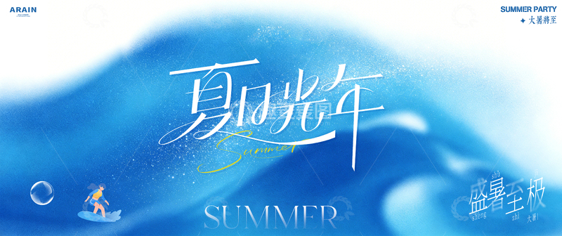 源文件下载【趣麦麦图】-大暑夏日海浪简约活动背景3