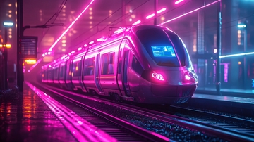 霓虹燈下的未來列車