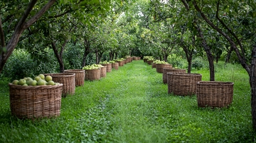 果園小路兩旁的收成