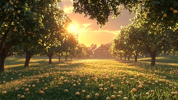 夕陽下的果園