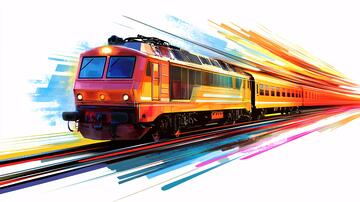 運(yùn)動(dòng)的火車列車火車插畫