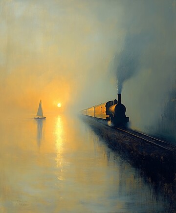 蒸汽列車穿過霧靄1