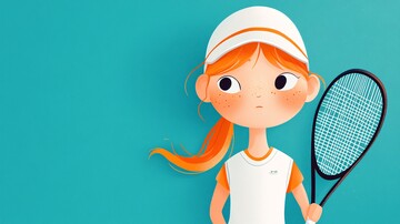 網(wǎng)球少女準備發(fā)球