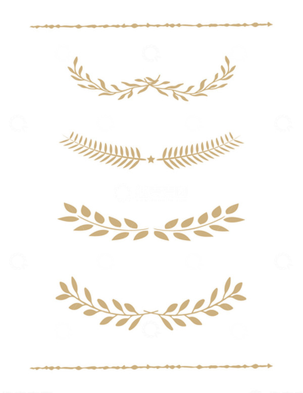 源文件下载【趣麦麦图】-金色标题分割线植物花边麦穗小草装饰