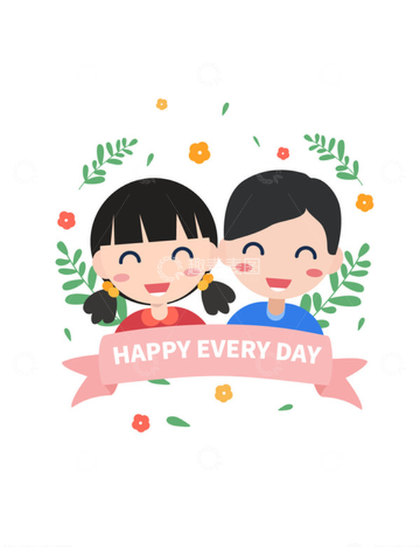 源文件下载【趣麦麦图】-卡通可爱儿童男孩女孩母婴人物装饰插画