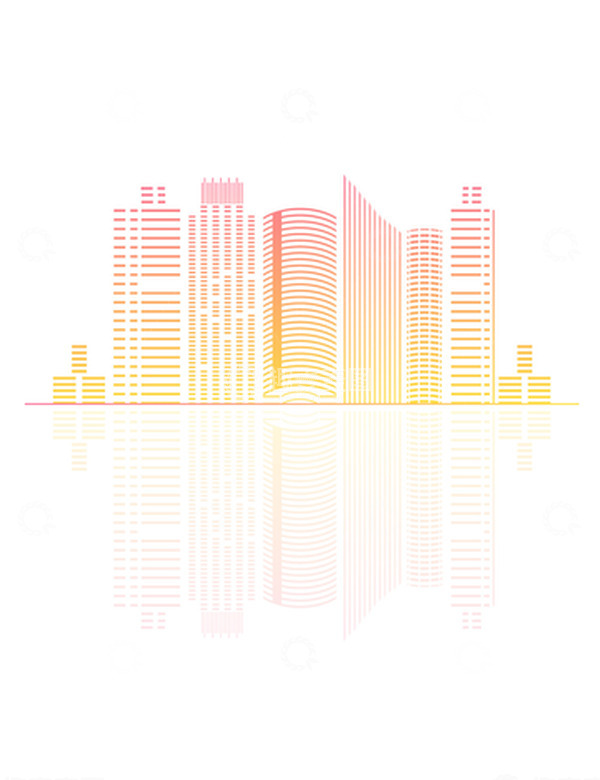 源文件下载【趣麦麦图】-渐变城市剪影科技企业建筑高楼大厦装饰插画
