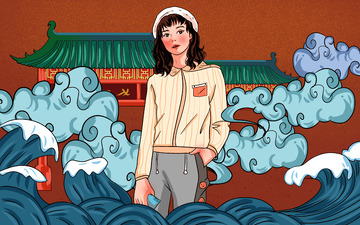 国潮人物潮流插画