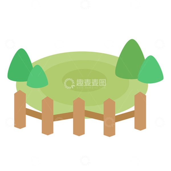 源文件下载【趣麦麦图】绿色草地户外栅栏免抠元素