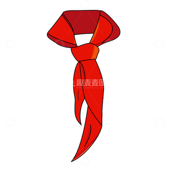 源文件下载【趣麦麦图】手绘深红色红领巾少先队