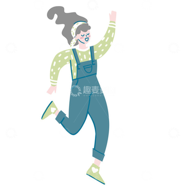 源文件下载【趣麦麦图】绿色小清新手绘跳舞的人快乐的儿童节元素