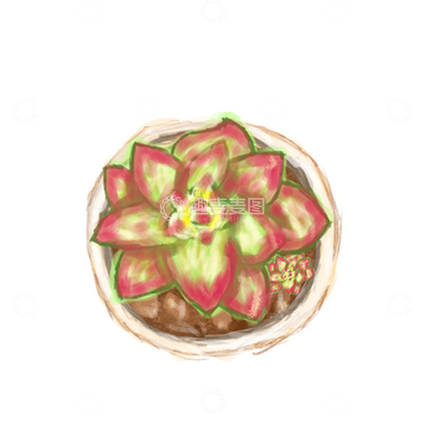 源文件下载【趣麦麦图】粉色可爱多肉手绘