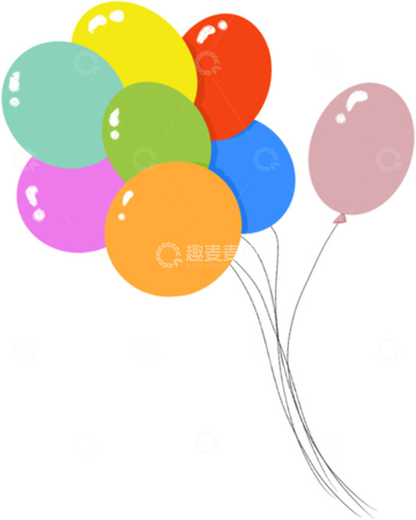 源文件下载【趣麦麦图】-五颜六色卡通气球手绘图