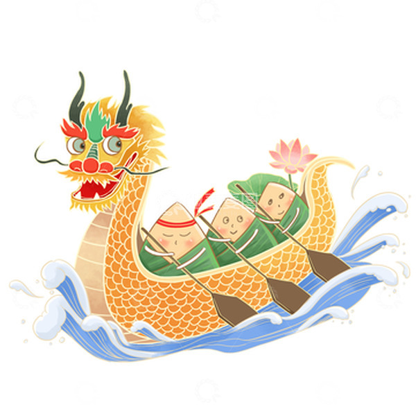 源文件下载【趣麦麦图】-龙舟三只粽子滑行