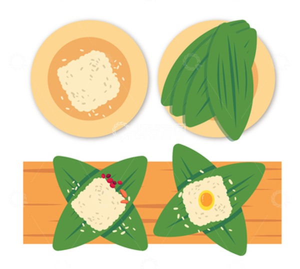 源文件下载【趣麦麦图】端午传统节日包粽子步骤蛋黄红豆免抠元素