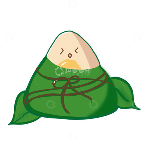 源文件下载【趣麦麦图】-绿色可爱卡通粽子端午节手绘图
