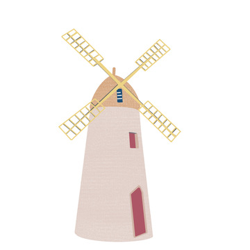 黄色小清新风车六一儿童节手绘图