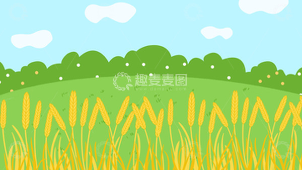 源文件下载【趣麦麦图】金色麦田丰收芒种麦田麦穗卡通插画