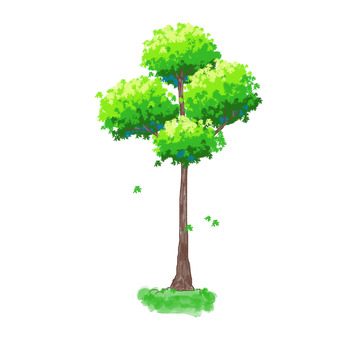 手绘水彩小树