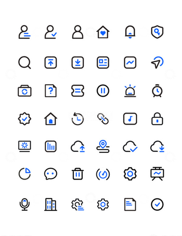 源文件下载【趣麦麦图】科技互联网企业商务线性网页系统图标