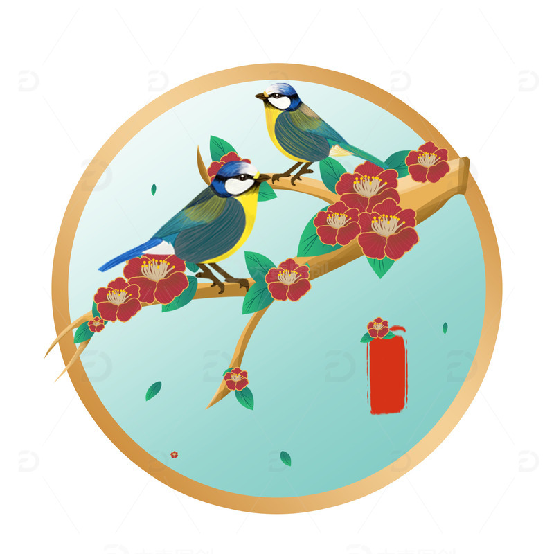 中国风花鸟春燕图元素