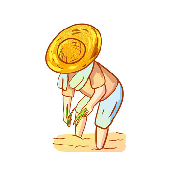 芒种农民载水稻卡通手绘元素